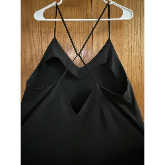 Boohoo Maxi Dress Sz 14 Black Criss Cross Spaghetti Strap Whimsygoth Sexy Flowy - Picture 4 of 11